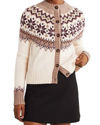 

Женский кардиган из смесовой шерсти Boden Chunky Fair Isle, Цвет слоновой кости
