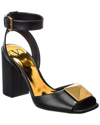 

Женские кожаные сандалии Valentino One Stud 90, черные, Черный, NA