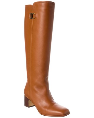 Кожаные сапоги до колена Ferragamo Ciri 55 Женские коричневые 80 C