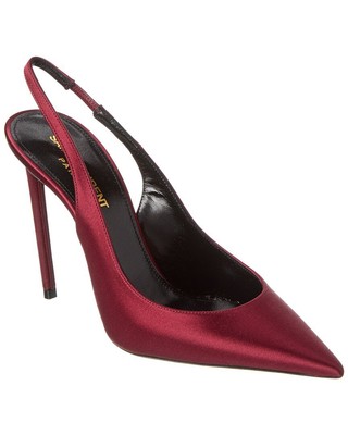 

Saint Laurent Zoe 105 Женские атласные туфли-лодочки с пяткой на пятке, Красный, NA