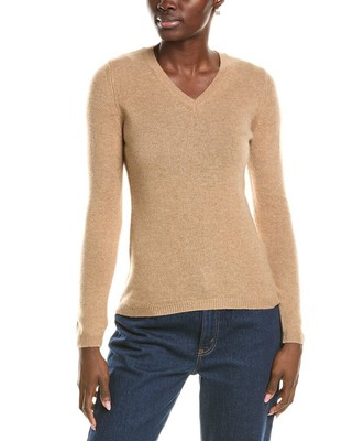 Кашемировый свитер Forte Cashmere с V-образным вырезом, женский коричневый L