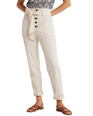 

Женские джинсы Boden с высокой посадкой и поясом, Ecru, NA