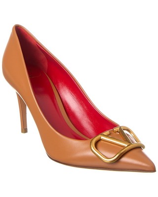 Valentino Vlogo Signature 80 Leather Pump Womens Beige 38