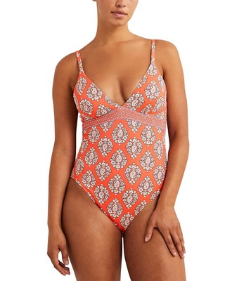

Женский купальник Boden Arezzo с V-образным вырезом и вставками, Coral;opulent paisley