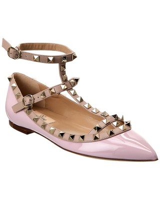 

Женские лакированные туфли на плоской подошве Valentino Rockstud Caged, Розовый, NA