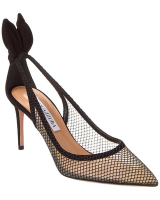 

Женские туфли из сетки и замши Aquazzura с галстуком-бабочкой 85, Черный, NA