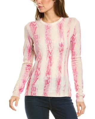 

Женский кашемировый свитер Scott - Scott London со змеиным принтом в полоску, Белый