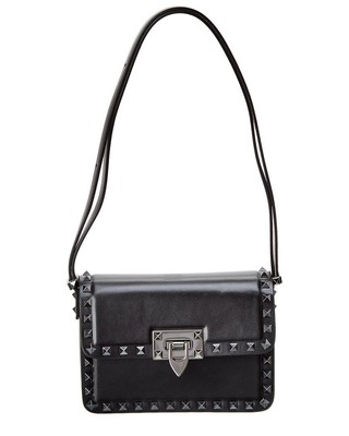 

Маленькая кожаная женская сумка через плечо Valentino Rockstud, черная, NA