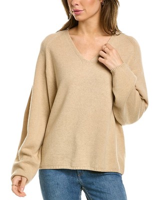 

Lafayette 148 New York Женский кашемировый свитер с v-образным вырезом и скульптурными рукавами, Коричневый