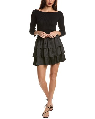 Bebe Tiered Dress Womens Black L