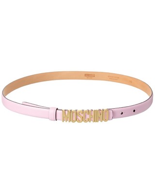 

Женский кожаный ремень с логотипом Moschino, Розовый