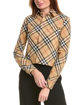 Рубашка в клетку Burberry женская коричневая 4