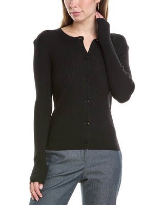 Pre-owned St John St. John Wool & Silk-blend Cardigan Women's Black M