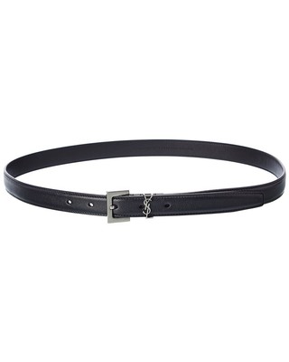 Кожаный ремень с монограммой Saint Laurent, женский, черный, 75