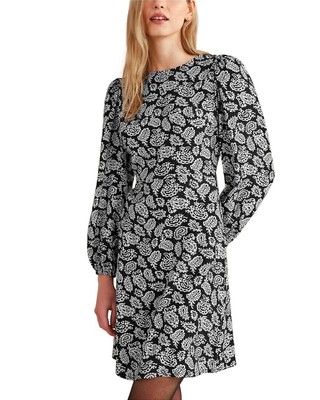 

Женское мини-платье Boden с круглым вырезом и принтом, Black;paisley pop