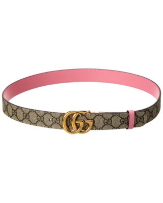 Gucci Gg Marmont Двусторонний женский ремень из ткани и кожи Gg Supreme