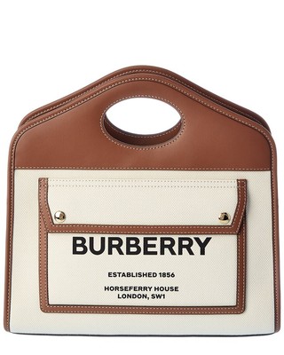 

Маленькая женская сумка-тоут Burberry из ткани и кожи с карманами, NA