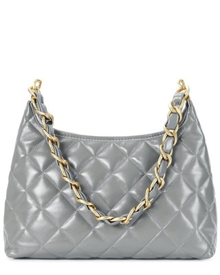 Женская сумка-хобо из блестящей кожи Tiffany & Fred Paris серого цвета