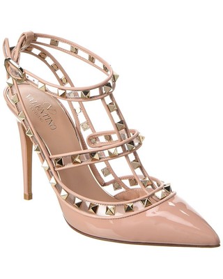 

Женские лакированные и виниловые туфли Valentino Rockstud Caged 100, Розовый, NA