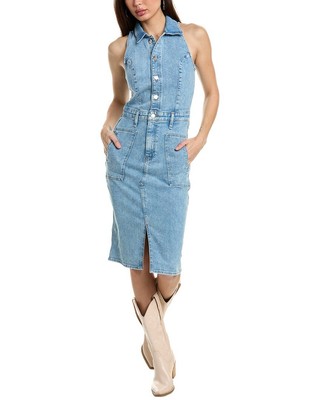 Hudson Jeans Halter Utility Dress Womens Blue Xl