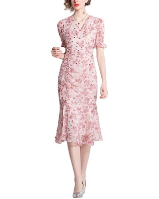 

Платье Дза женское, White - pink floral print
