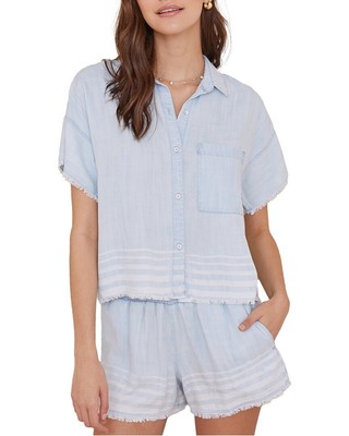 

Женская рубашка на пуговицах с потертым краем Bella Dahl, размер, Amstwamalfi stripe wash