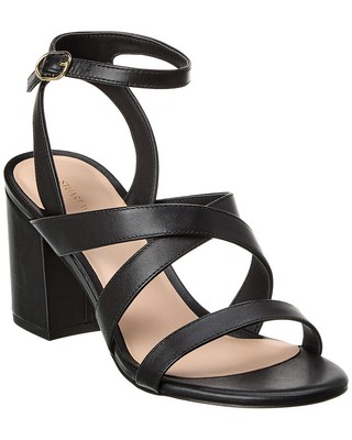 Женские кожаные сандалии Stuart Weitzman Ave Ankle 75, черные 9