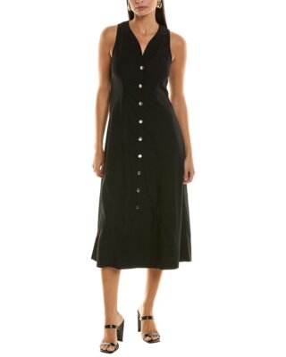 Pre-owned Proenza Schouler White Label Drapey Suiting Button Front Midi Dress Women's