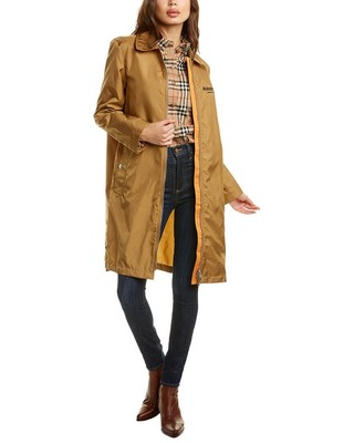 

Burberry Длинное женское пальто из парусины с аппликацией, Коричневый, NA