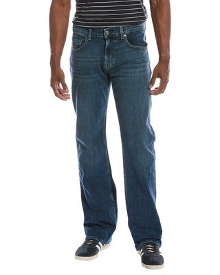 

Мужские синие джинсы 7 For All Mankind Brett Squiggle Deep Sea Bootcut, Синий, NA