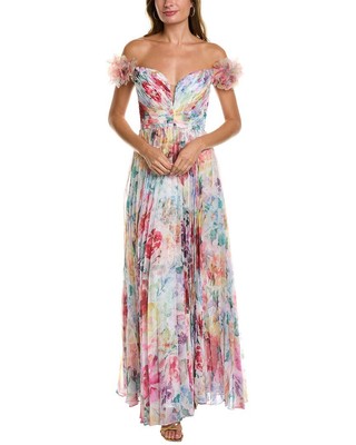 

Marchesa Notte Платье с открытыми плечами, белое, женское, Белый