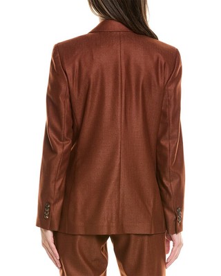 Pre-owned Lafayette 148 York Single Button Cutaway Blazer Women's In Burnt Cinnamon