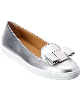 

Женские кожаные слипоны Ferragamo Novello металлик, Grey, NA