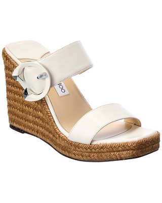 

Jimmy Choo Melian 110 Кожаные сандалии на танкетке Женские белые, Белый, NA