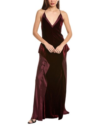 Бархатное платье из смесового шелка Alberta Ferretti Женское фиолетовое 42
