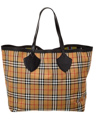 Реверсивная винтажная сумка Burberry Giant в клетку и из кожи (подлинная, бывшая в употреблении)