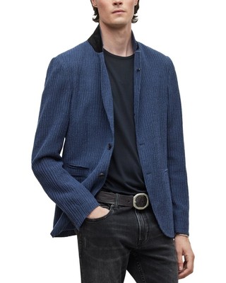 Мужская куртка из смесовой шерсти с кожаной отделкой John Varvatos Slim Fit