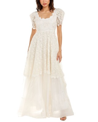 

Loveshackfancy Alister Шелковое платье женское белое, Белый