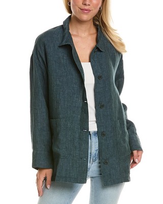 

Льняная куртка Eileen Fisher женская синяя размера, Синий