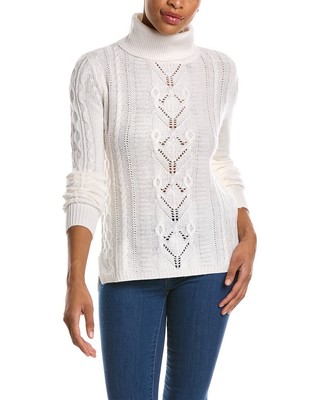 

Водолазка Qi Cashmere с косой строчкой, свитер из смеси шерсти и кашемира, женский, белый