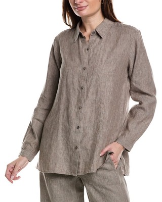 Классическая льняная рубашка Eileen Fisher Женская серая Xxs