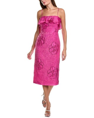 Ml Женское жаккардовое платье миди Monique Lhuillier Cynthia из жаккарда Ml