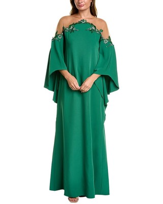 

Женское платье Marchesa Notte с иллюзионным вырезом, Emerald