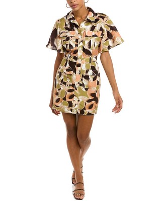 

Женское мини-платье из льняной смеси C/Meo Collective Missing You More, Terracotta abstract floral