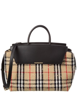

Burberry Katerina - Женская сумка-портфель среднего размера из кожи и вязки, бежевого цвета, NA