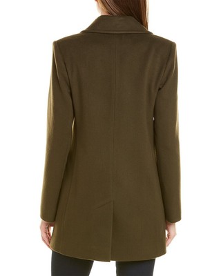 Pre-owned Fleurette Double-breasted Wool Peacoat Women's In Green