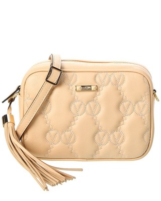Valentino By Mario Valentino Mia Matelasse Женское кожаное кроссбоди бежевого цвета