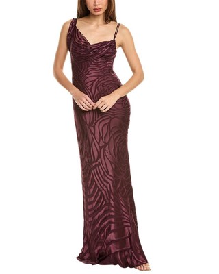 Alberta Ferretti Satin Burnout Silk-Blend Gown Womens Purple 40