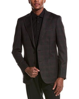 Zanetti Wool Suit Jacket Mens Brown 48R