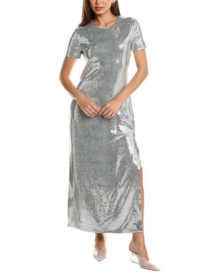Pre-owned Michael Kors Collection Paillette T-shirt Dress Women's Metallic 8 In Gray